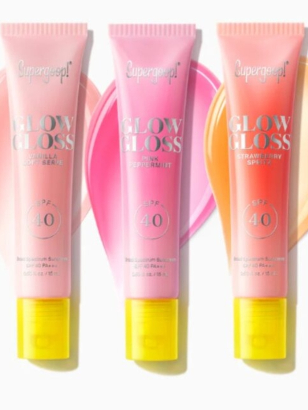Supergoop! Glow Gloss SPF40 Lip Balm with Peptides and Shea Butter — SET OF 3